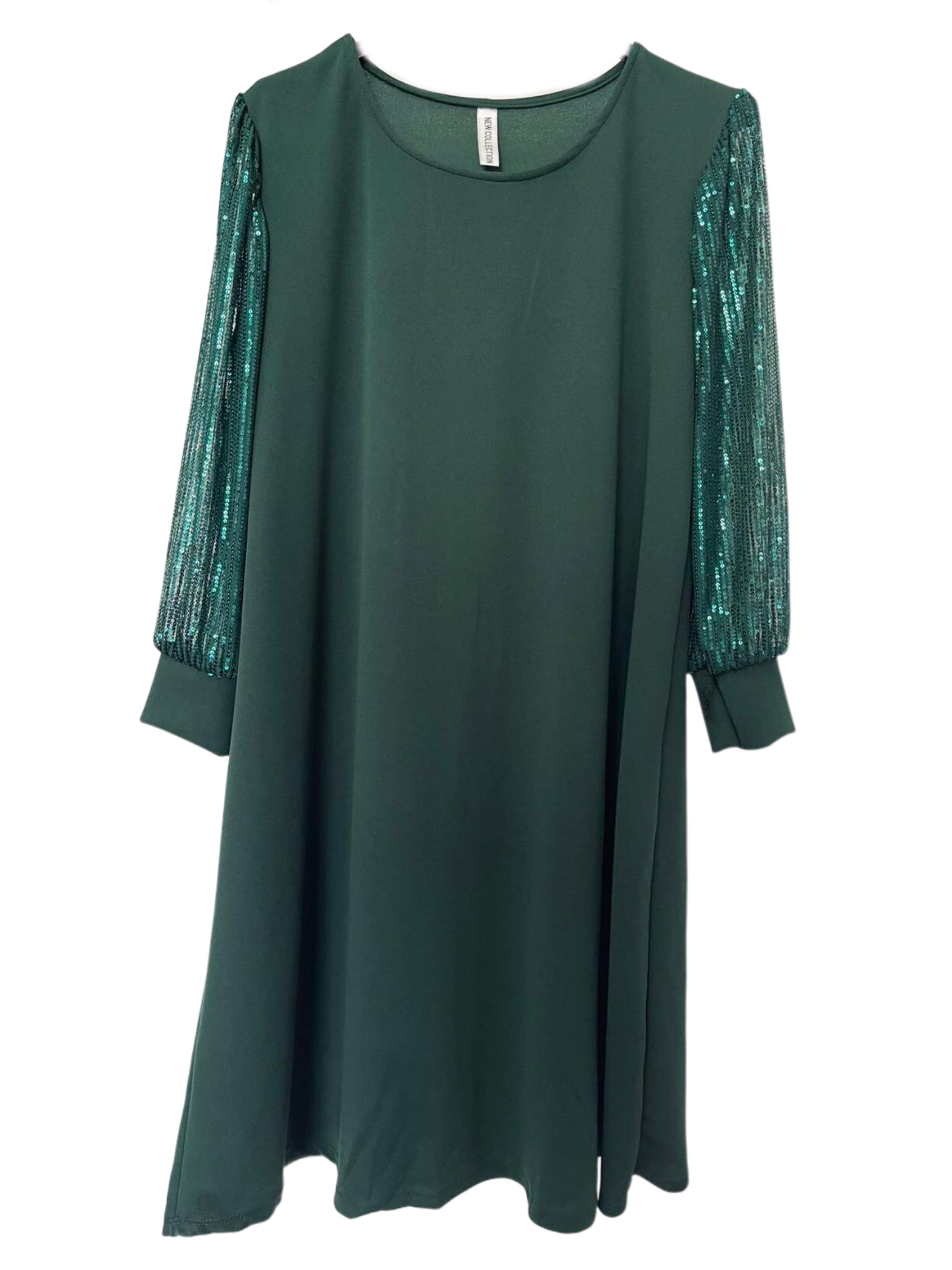 Djamila - Plus size kjole med paillet ærmer